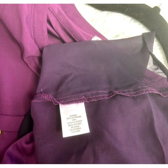 db established 1962 Purple Ombré Chiffon Blouse With Tank Roll Tab Sleeves 3X - Picture 10 of 12